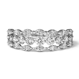 1 CT. T.W. Marquise-Cut Lab-Grown Diamond Three-Row Ring in Sterling Silver (F/VS2)