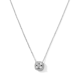 Cushion-Cut Lab-Created Sapphire Frame Necklace in Sterling Silver - 18"