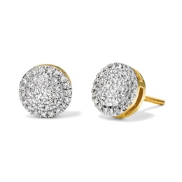 1/10 CT. T.W. Diamond Button Cluster Frame Stud Earrings in 10K Gold