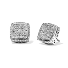 1/10 CT. T.W. Diamond Cluster Cushion Frame Stud Earrings in Sterling Silver