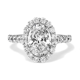 3 CT. T.W. Oval Certified Diamond Frame Engagement Ring in 14K White Gold (H/SI2)