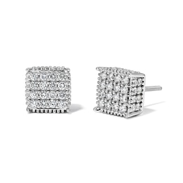 1-1/4 CT. T.W. Lab-Grown Diamond Pavé Square Studs in Sterling Silver