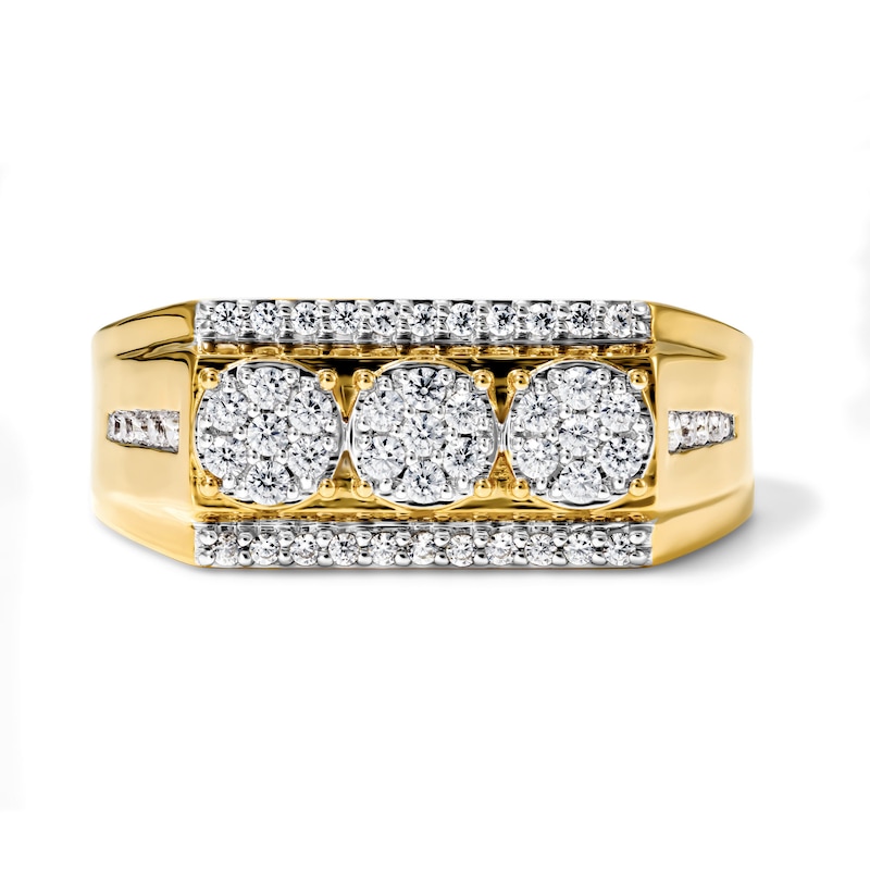 Main Image 1 of 1/2 CT. T.W. Diamond Triple Cluster Ring in 10K Gold (I/I2)