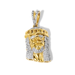 1/4 CT. T.W. Diamond Jesus Necklace Charm in 10K Gold