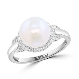 EFFY™ Collection 9mm Freshwater Cultured Pearl and 1/4 CT. T.W. Diamond Frame Ring in 14K White Gold