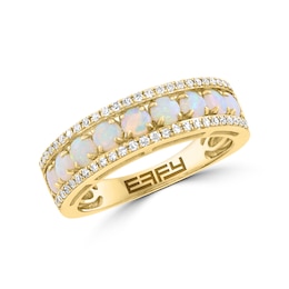 EFFY™ Collection Opal Cabochon and 1/5 CT. T.W. Diamond Band  in 14K Gold