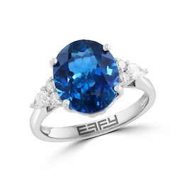 EFFY™ Collection Oval London Blue Topaz and 1/4 CT. T.W. Diamond Ring in 14K White Gold