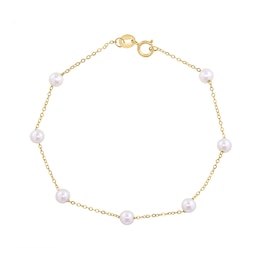 EFFY™ Collection 4.0mm Freshwater Cultured Pearl Station Bracelet in 14K Gold - 7"
