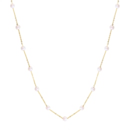 EFFY™ Collection 4.0mm Freshwater Cultured Pearl Station Necklace in 14K Gold - 18"