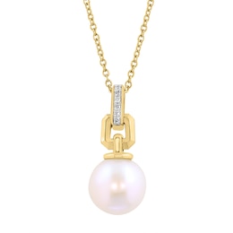 EFFY™ Collection Freshwater Cultured Pearl and Diamond Accent Necklace in 14K Gold - 18"