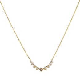 3/4 CT. T.W. Brown, Champagne and White Diamond Graduated Smile Necklace in 10K Gold - 18"