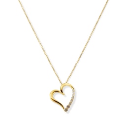 1/4 CT. T.W. Brown, Champagne and White Diamond Open Heart Necklace in 10K Gold - 18"