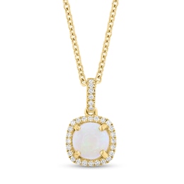 EFFY™ Collection Opal and 1/8 CT. T.W. Diamond Necklace in 14K Gold - 18"