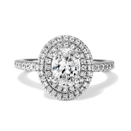 1-1/2 CT .T.W. Oval Certified Diamond Frame Engagement Ring in 14K White Gold (H/SI2)
