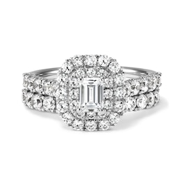 2 CT. T.W Emerald-Cut Diamond Frame Bridal Set in 14K White Gold