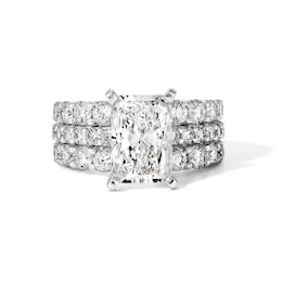 5-1/4 CT. T.W. Certified Radiant-Cut Lab-Grown Diamond Three-Row Engagement Ring in 14K White Gold (F/VS2)