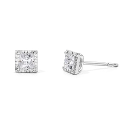 1/2 CT. T.W. Princess-Cut Certified Lab-Grown Diamond Solitaire Earrings in Sterling Silver (F/VS2)