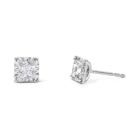 1 CT. T.W. Princess-Cut Certified Lab-Grown Diamond Solitaire Earrings in Sterling Silver (F/VS2)