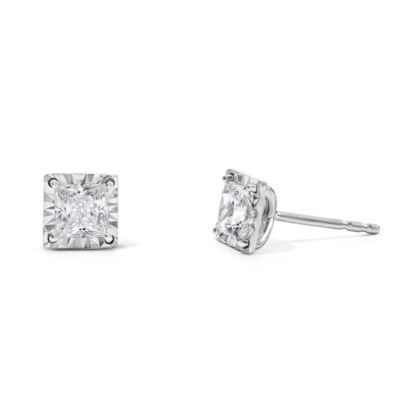 Main Image 1 of 1 CT. T.W. Princess-Cut Certified Lab-Grown Diamond Solitaire Earrings in Sterling Silver (F/VS2)