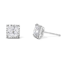 2 CT. T.W. Princess-Cut Certified Lab-Grown Diamond Solitaire Earrings in Sterling Silver (F/VS2)
