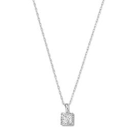1/2 CT. T.W. Princess-Cut Certified Lab-Grown Diamond Solitaire Pendant in Sterling Silver (F/VS2) - 18"
