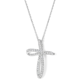 3/8 CT. T.W. Lab-Grown Diamond Twisted Cross Necklace in Sterling Silver (F/VS2) - 18"