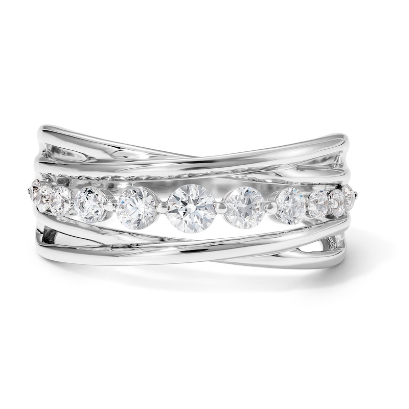 Main Image 1 of 1/2 CT. T.W. Lab-Grown Diamond Crossover Ring in Sterling Silver (F/VS2)