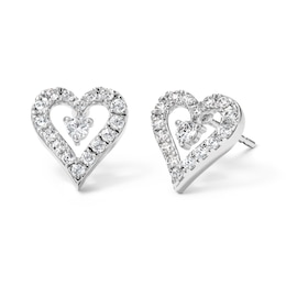 1/3 CT. T.W. Lab-Grown Diamond Open Heart Studs in Sterling Silver (F/VS2)