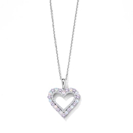 1/10 CT. T.W. Lab-Grown Diamond, Lab-Created Sapphire and Lab-Created Opal Heart Pendant in Sterling Silver