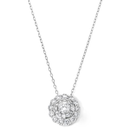 1 CT. T.W. Lab-Grown Diamond Scalloped Double Frame Necklace in Sterling Silver (F/SI2) - 18"