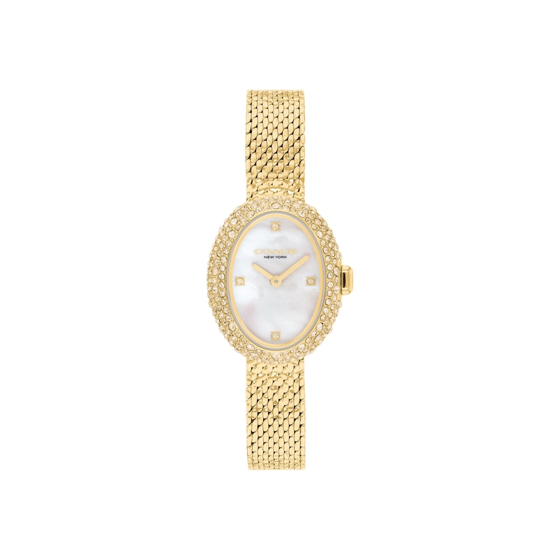 Main Image 1 of Ladies' Coach Sammy Gold-Tone Stainless Steel Watch with Crystal Bezel (Model: 14504690)