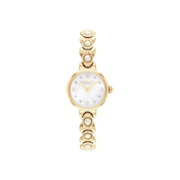 Ladies' Coach Iris Gold-Tone Stainless Steel Watch with Crystal and Simulated Pearl Accents (Model: 14504699)