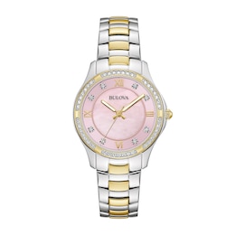 Ladies' Bulova Crystal Two-Tone Stainless Steel Women's Watch (Model: 98L344)