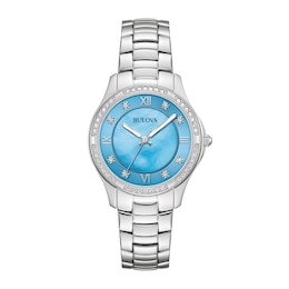 Ladies' Bulova Crystal Stainless Steel Watch (Model: 96L371)