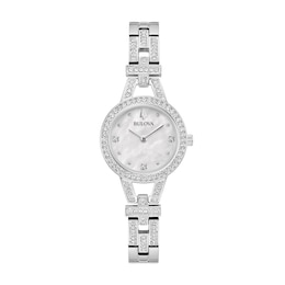 Ladies' Bulova Crystal Stainless Steel Watch (Model: 96L373)