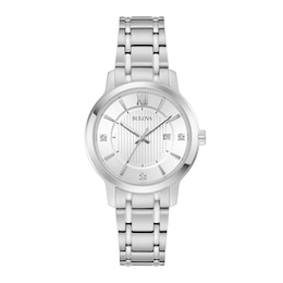 Ladies' Bulova Classic Diamond Accent Stainless Steel Watch (Model: 96P265)