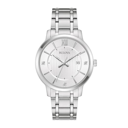 Men's Bulova Classic Diamond Accent Stainless Steel Watch (Model: 96D159)