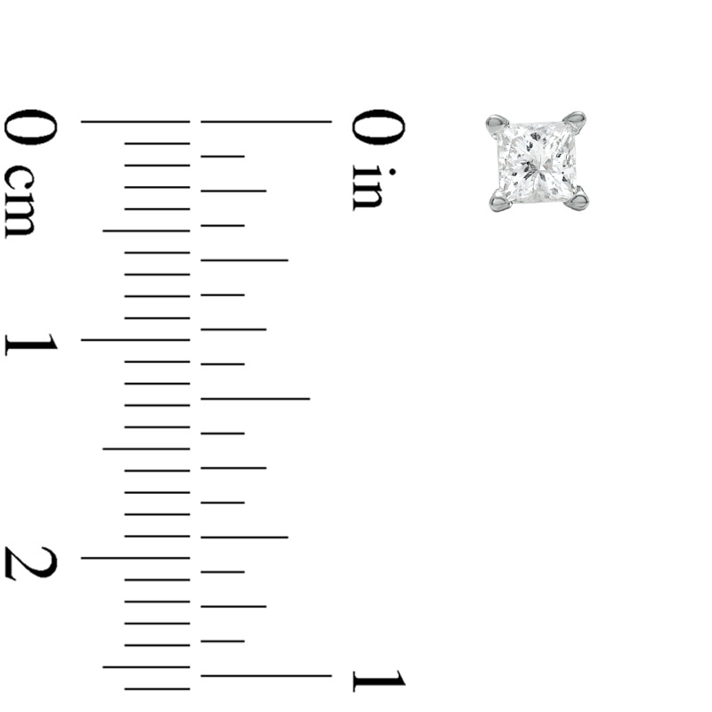 Main Image 2 of Previously Owned - 1/2 CT. T.W. Princess-Cut Diamond Solitaire Stud Earrings in 14K White Gold