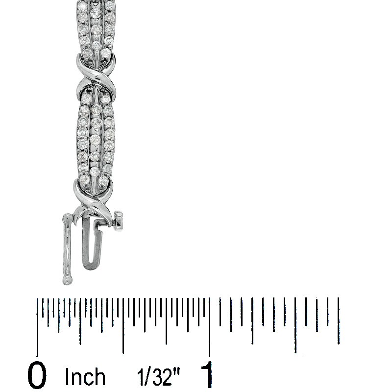 Main Image 3 of Previously Owned - 3 CT. T.W. Diamond "X" Bracelet in 10K White Gold - 7.5"