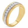 Thumbnail Image 1 of Previously Owned - Men's 1/2 CT. T.W. Diamond Channel Groove Milgrain Band in 14K Two-Tone Gold