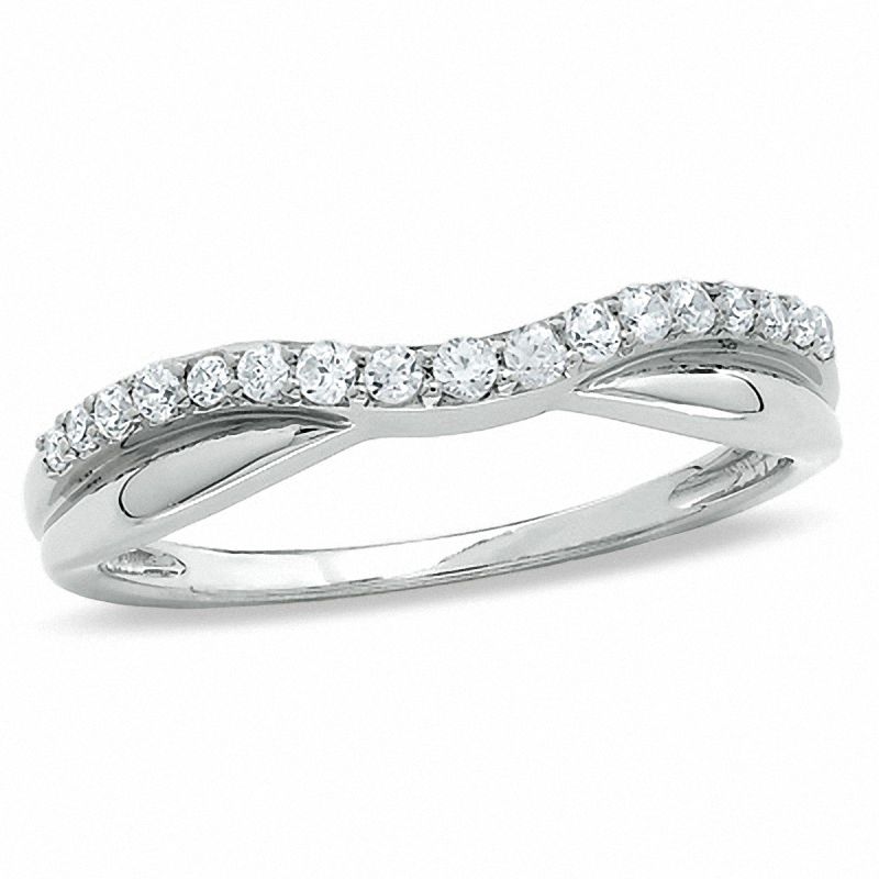 Previously Owned - 1/4 CT. T.W. Diamond Twist Contour Band in 14K White Gold