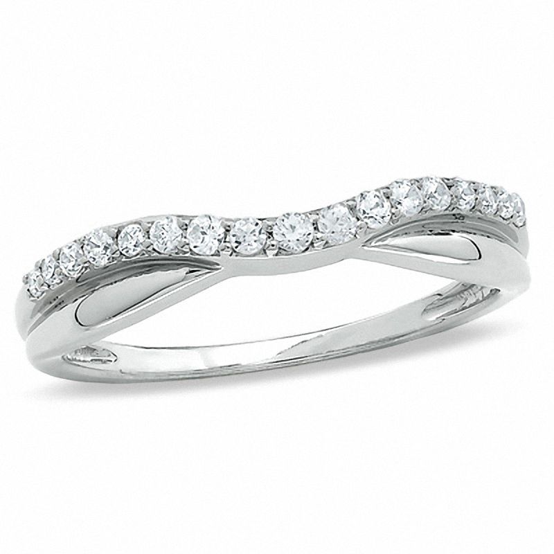Main Image 1 of Previously Owned - 1/4 CT. T.W. Diamond Twist Contour Band in 14K White Gold
