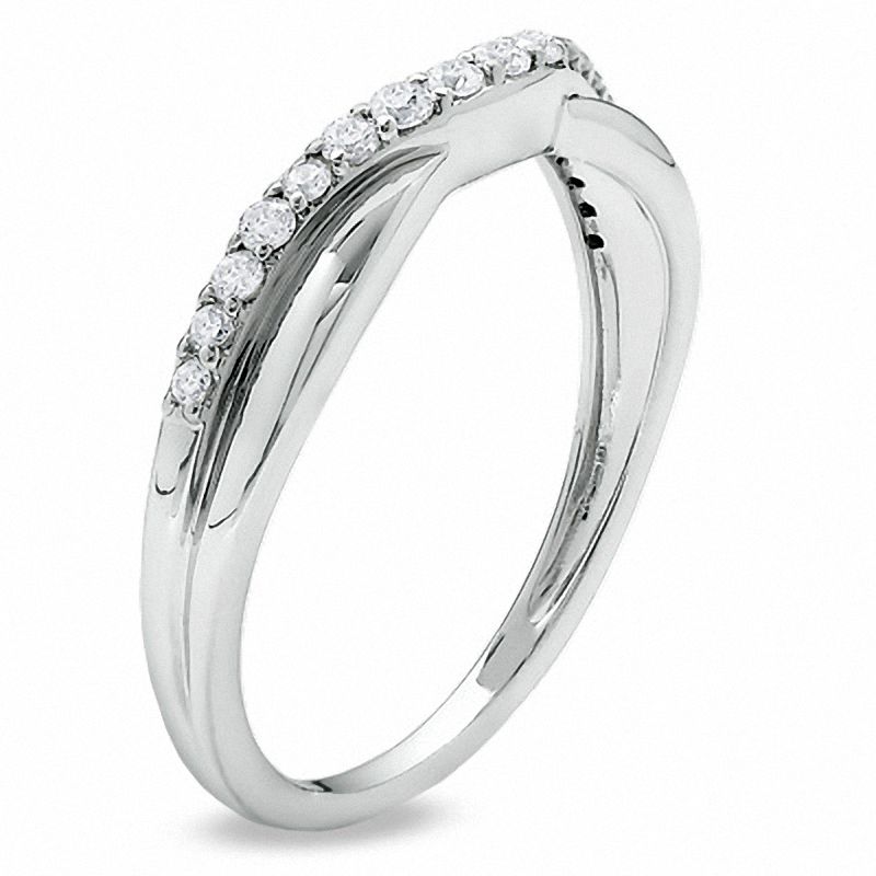 Previously Owned - 1/4 CT. T.W. Diamond Twist Contour Band in 14K White Gold