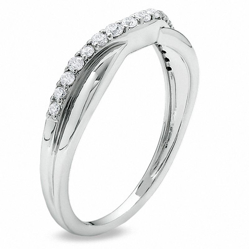 Previously Owned 1 4 CT. T.W. Diamond Twist Contour Band in 14K White Gold Zales Outlet