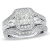 Thumbnail Image 1 of Previously Owned - 2 CT. T.W. Princess-Cut Diamond Frame Bridal Set in 14K White Gold