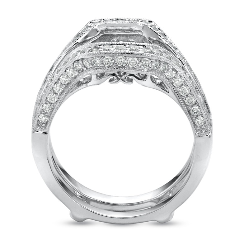 Main Image 3 of Previously Owned - 2 CT. T.W. Princess-Cut Diamond Frame Bridal Set in 14K White Gold