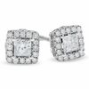 Previously Owned - 1 CT. T.W. Princess-Cut Celebration Diamond® Framed Stud Earrings in 18K White Gold