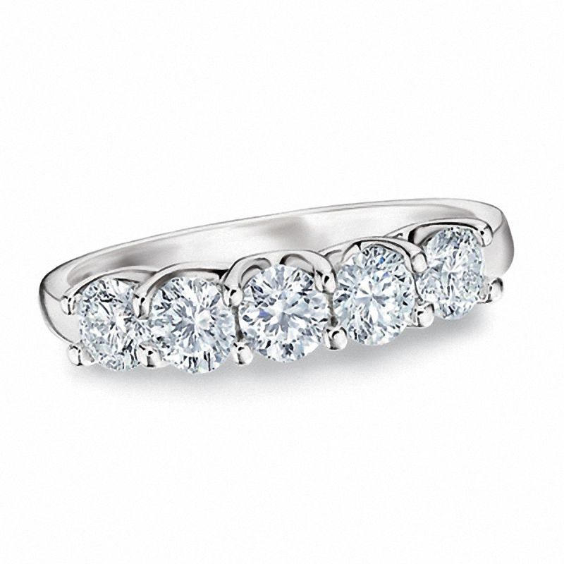 Previously Owned - 1/2 CT. T.W. Celebration Diamond® Five Stone Ring in 18K White Gold