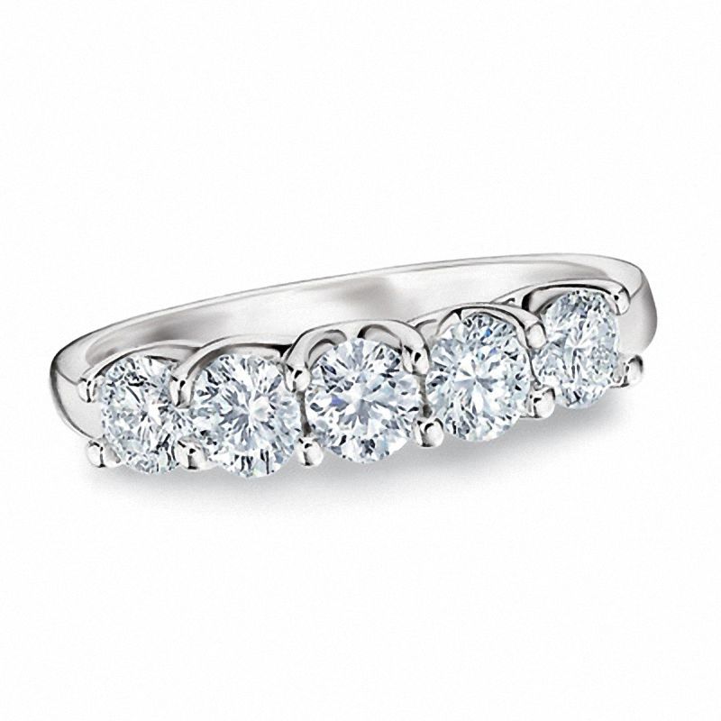 Previously Owned - 1/2 CT. T.W. Celebration Diamond® Five Stone Ring in 18K White Gold