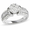 Thumbnail Image 1 of Previously Owned - 1-1/4 CT. T.W. Diamond Flower Collar Ring with Baguette Side Stones in 14K White Gold
